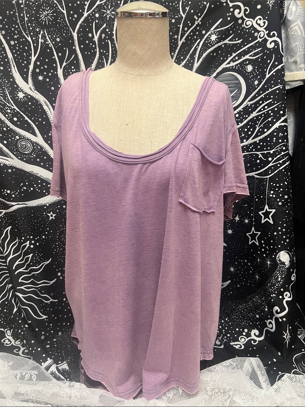 POL Lavender Short-Sleeve Relaxed Tee